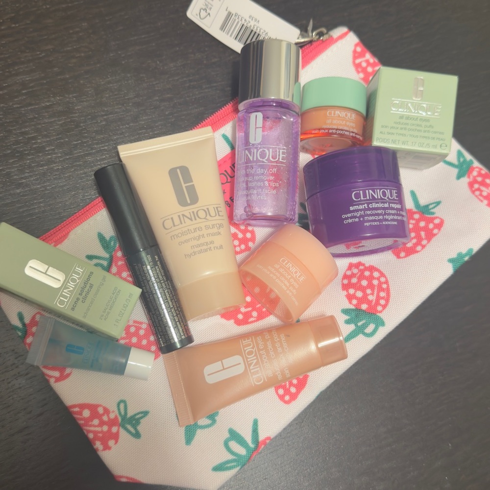 Clinique Set Cream face eye cleanser  lotion cleanser mask mascara